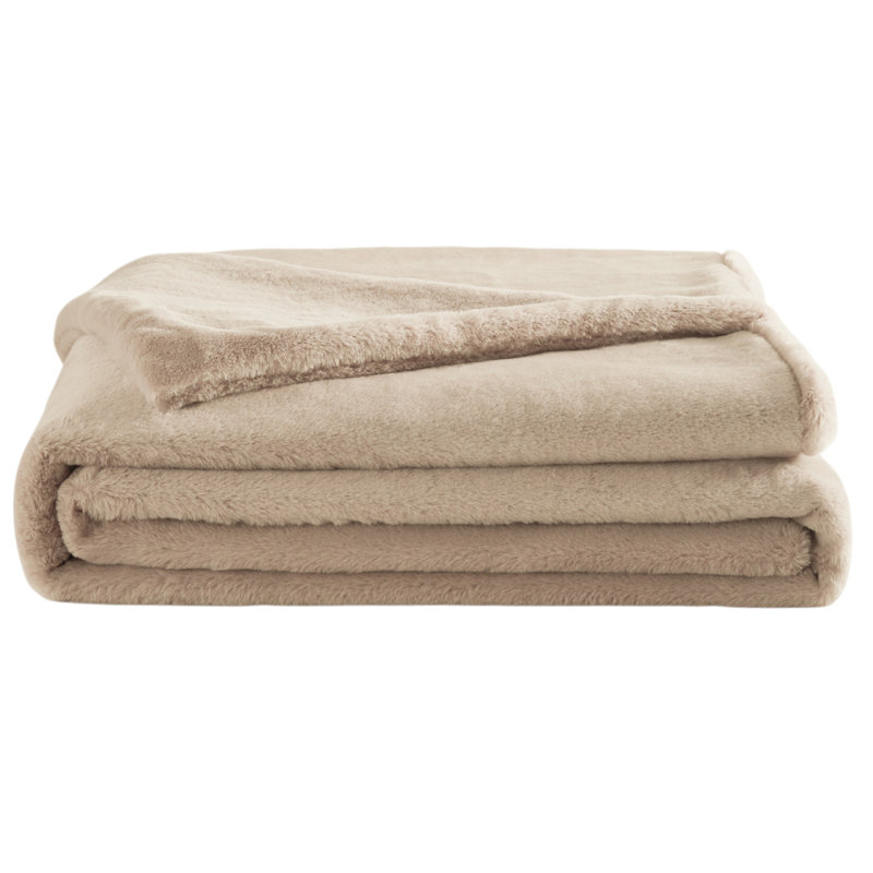 Couverture en fausse fourrure Hamayal, Beige, 24" W x 30" L
