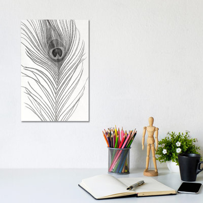 Peacock Feather Mono by Alyson Fennell - Wrapped Canvas Gallery-Wrapped Canvas Giclée