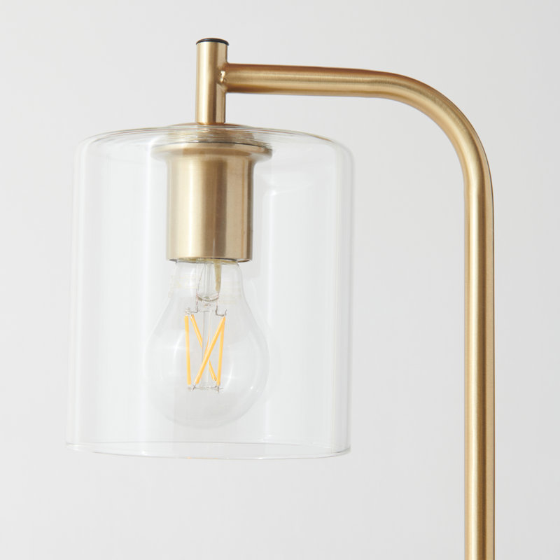 Elizabeth Brass and Glass 16" Desk Lamp with USB and Wireless Charging