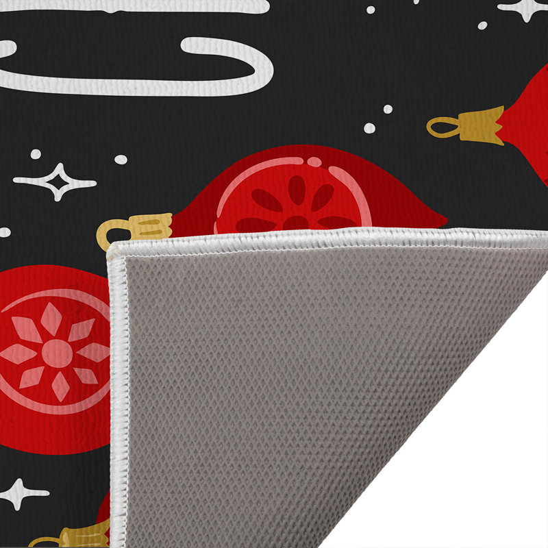 Tapis de bain Ornaments Merry Christmas Holiday, Gris anthracite, Simple - L 34 po x l 21 po