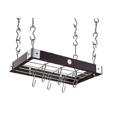 Metro Wood Rectangle Ceiling Mount Pot Rack
