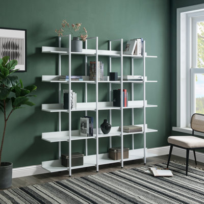 Bibliothèque à 5 niveaux avec bureau ouvert, tablette de style industriel rétro avec structure en métal