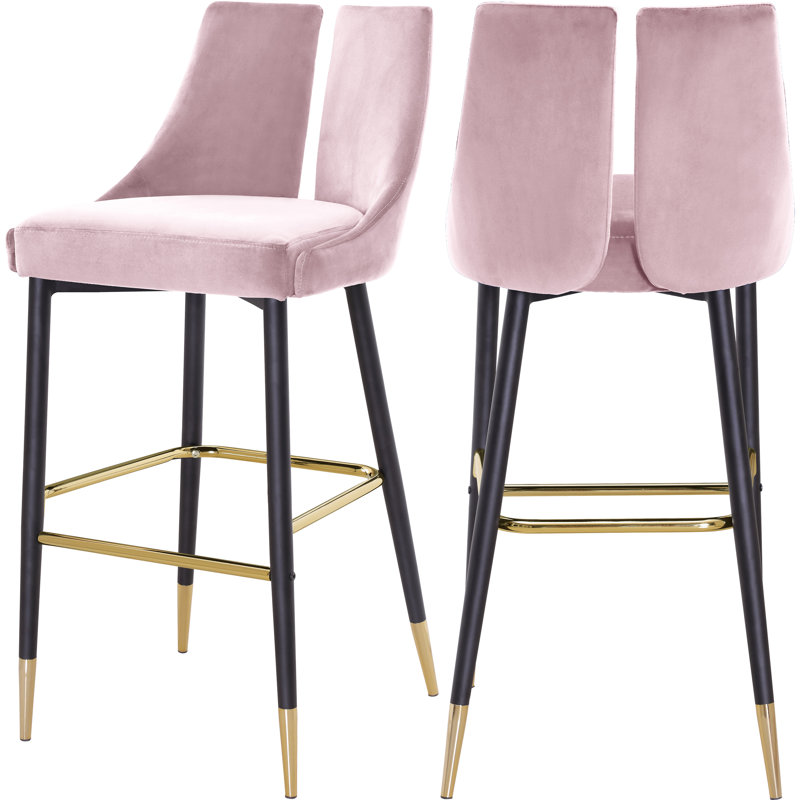 Cowans Upholstered Velvet Counter Stool, Pink Velvet