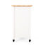 Îlot de cuisine blanc à la mode avec plateau en bois d'hévéa stable et rangement pratique-1000301471