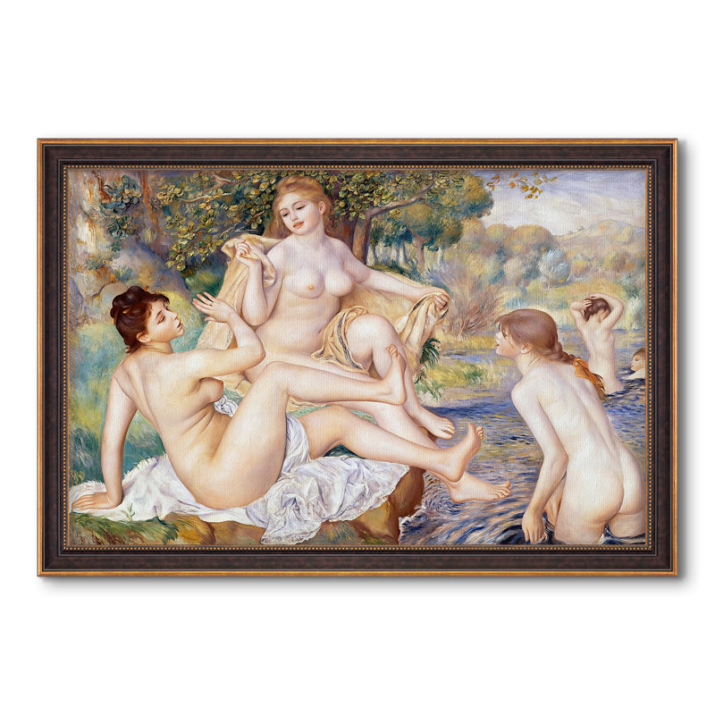 Les grands baigneurs (Les Grandes Baigneuses), 1884-1887 - Pierre-Auguste Renoir - Toile encadrée sur mesure, Framed Canvas
