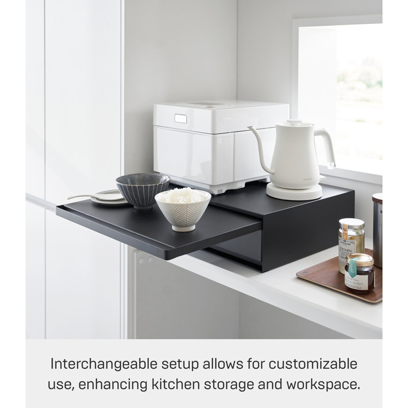 Black Steel Countertop Drawer with Pull-Out Shelf