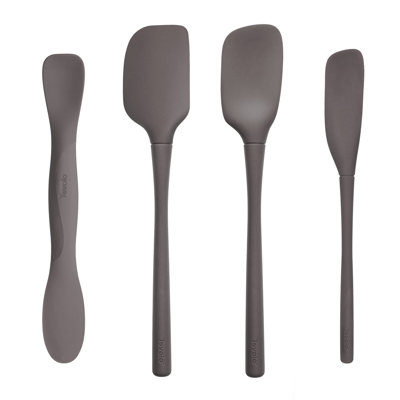 Tovolo All-Silicone Flex-Core Kitchen Tool Set Of 4 Utensils, Scoop & Spread, Spoonula, Spatula, Jar Scraper, Dishwasher-Safe Silicone & Nylon Kitchen Utensils