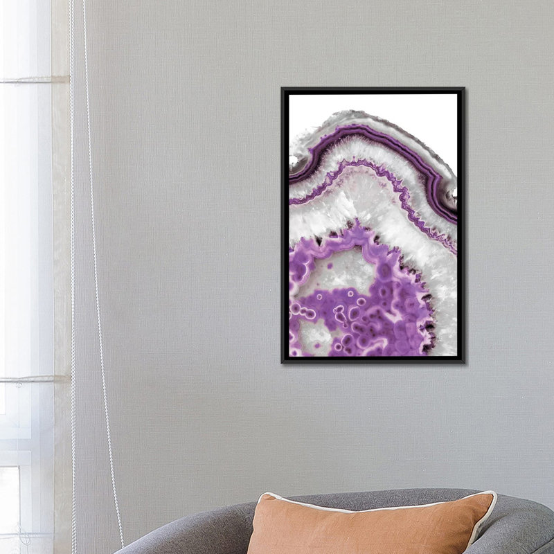 « ultraviolette agate », impression sur toile, H 26 po x l 18 po x P 1,5 po, Toile encadrée noire, Pas de tapis