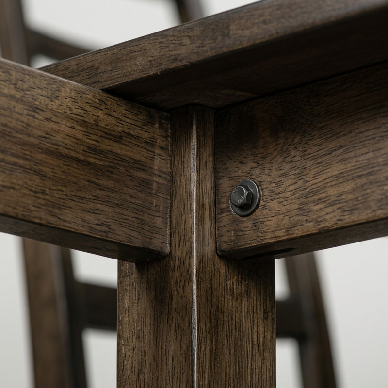 Ensemble table et chaises de salle à manger rectangulaires en bois massif couleur cappuccino, avec 6 chaises en bois massif.