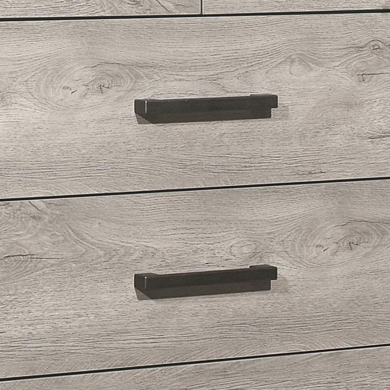 Commode de chambre à coucher bicolore à finition grise 1 pièce avec 5 tiroirs de rangement