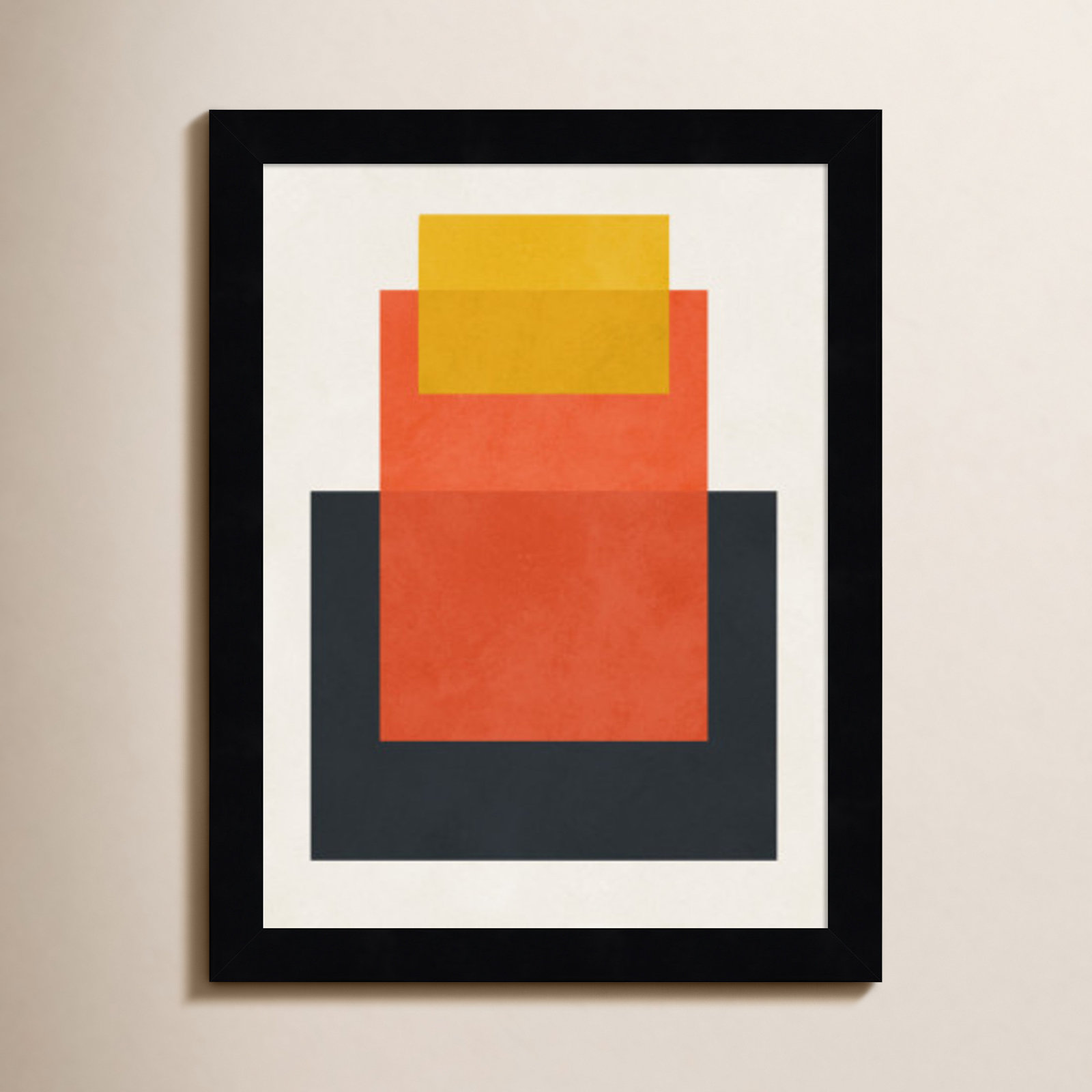 Overlapping Geometry 10 Print, Brown/Orange, 13" H x 10" W, Black