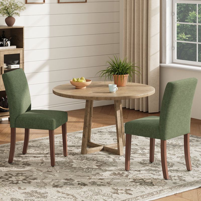 Oakridge Fabric Upholstered Parsons Side Dining Chair with Solid Rubberwood Legs, High-Density Foam Cushion, Grey