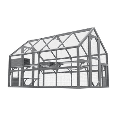 Cat, Large  Outdoor Cat Enclosure For Multiple Cats With 7Platforms, 2 Resting Box And 2 Bridges, Wooden Feral Cats Shelter With Waterproof And UV Proof Canopy, 110.24X 74.02 X 74.02 Inch