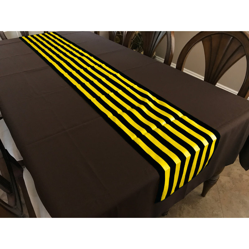 Stripes Print Table Runner, Yellow/Black, 60" Runner, 12"