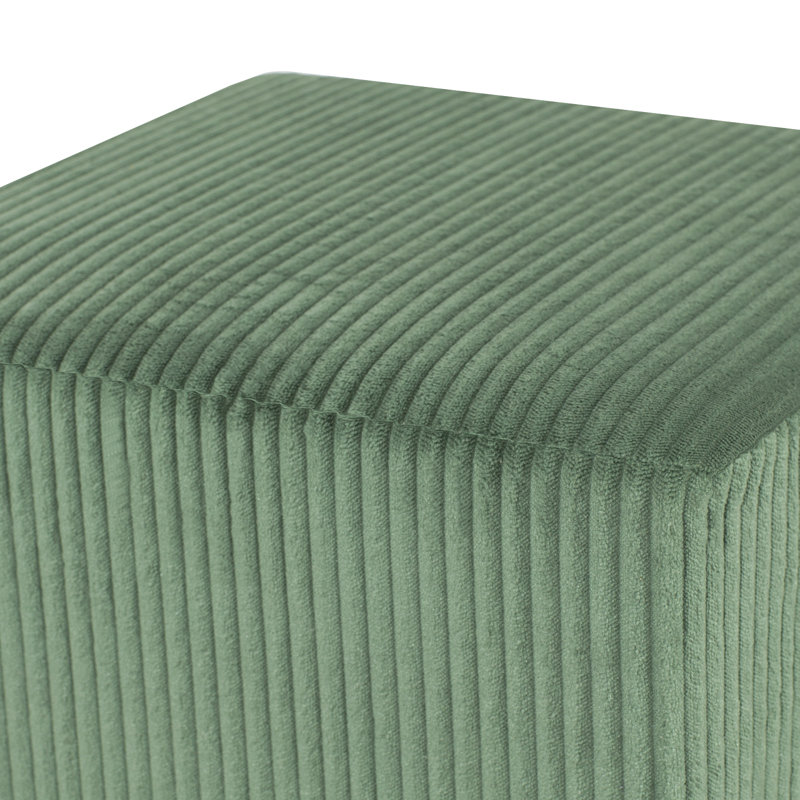 14" Square Ottoman Footrest For Living Room With Channel-Tufted, Green