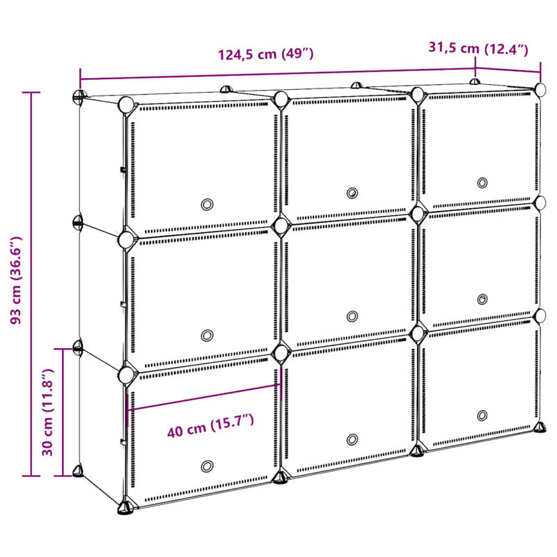 vidaXL Storage Cube Organizer Black Polypropylene 9 cubes Modular