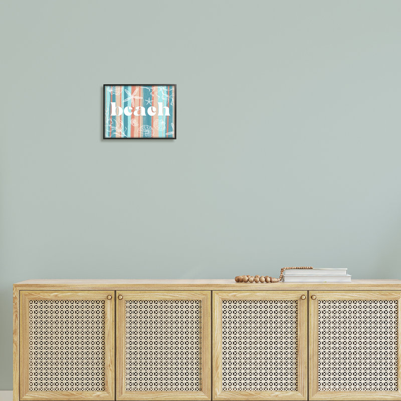 «Striped Beach», signe de la mer, algues, corail, art texturé par Ziwei Li, Giclée encadrée noir minuit, L 14 po x H 11 po