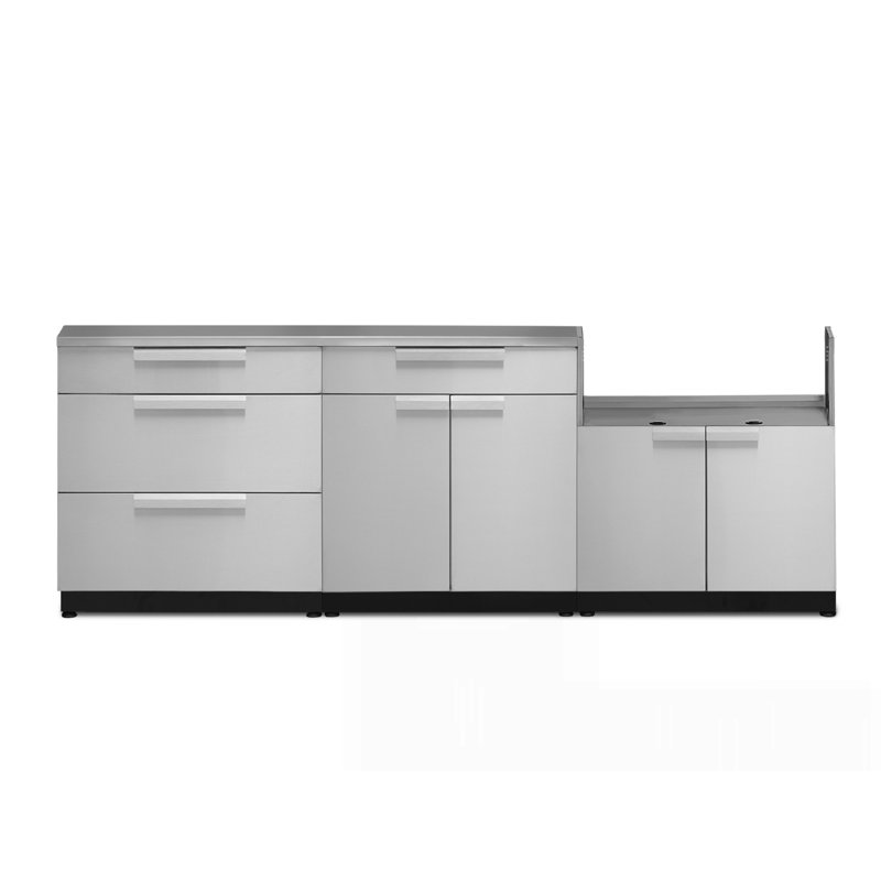 Ensemble de 3 armoires modulaires en acier inoxydable pour l'extérieur l 97 po x P 23 po x H 36,5 po