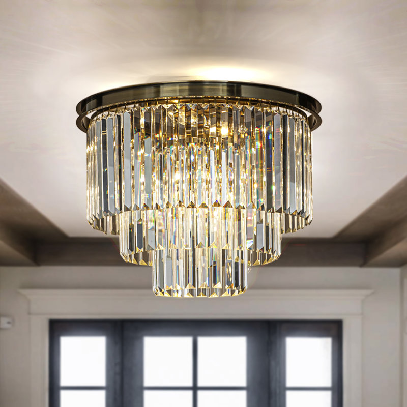Plafonnier encastré en cristal Klint Interior, Transparent, Or antique