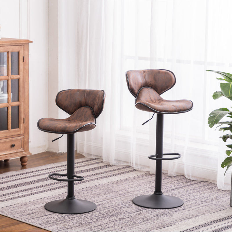 Leopoldo Swivel Upholstered Adjustable with Metal Frame, Brown