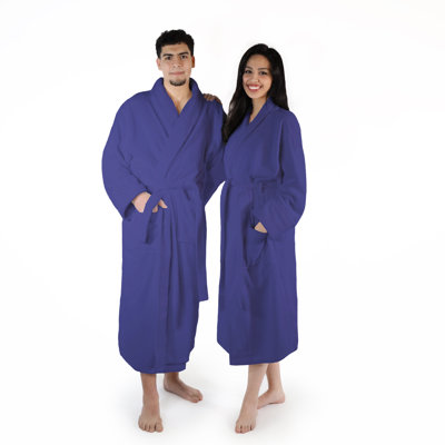 Mid-Calf 100% Turkish Cotton Terry Cloth Bathrobe with Pockets
