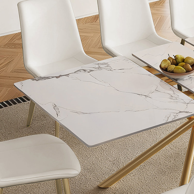 Expandable Dining Table With Leaf And With 8 Chairs For Small Apartments, Kitchen