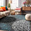 Tapis gris / bleu / noir à motif floral Padowski-1327923958