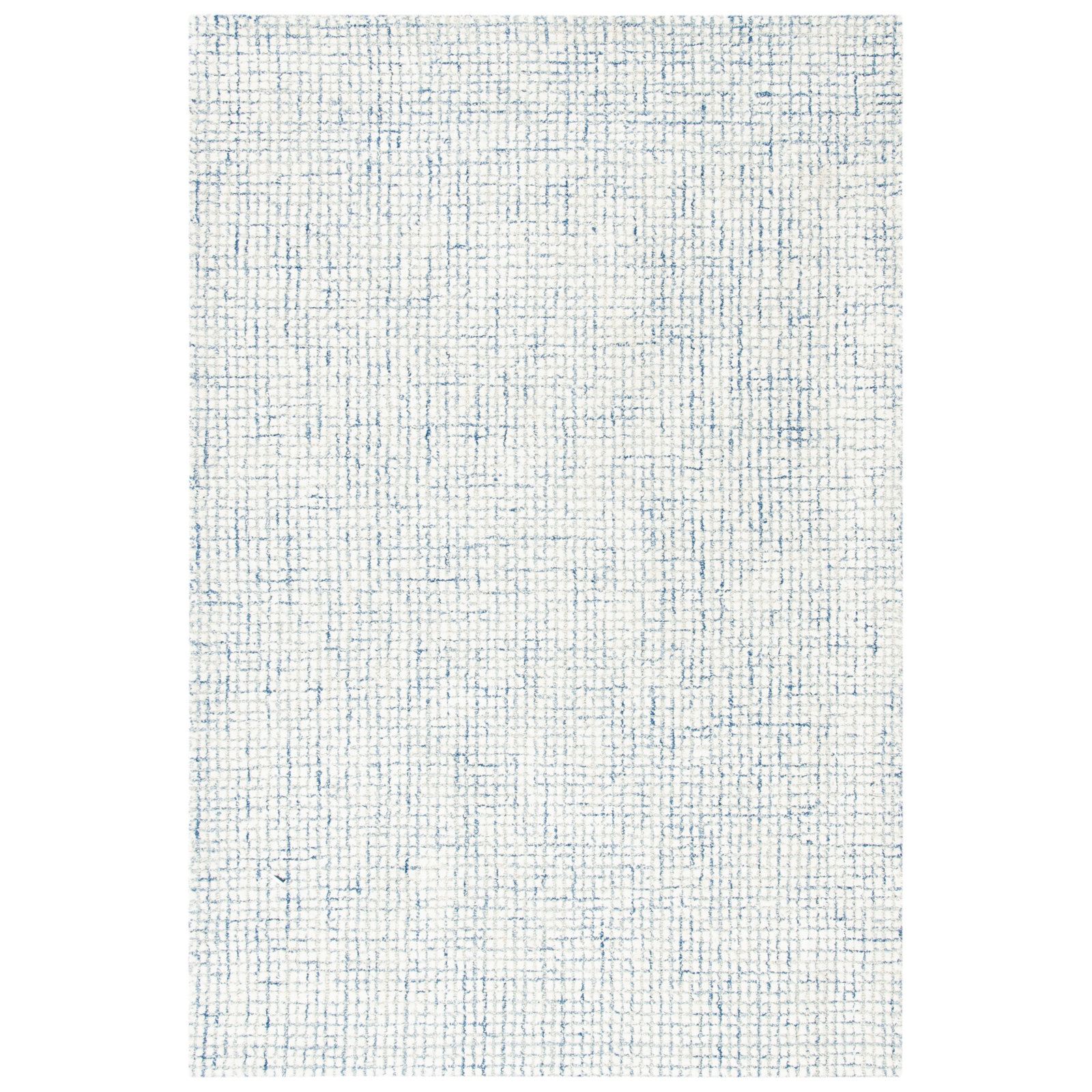 Rowe Ivory Blue Hand-Tufted Striped Rug, Rectangle 4' x 6'