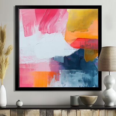 Saltzman Geometric Gold Pink And Grey Pure Form VII - abstract geometric Wall Art