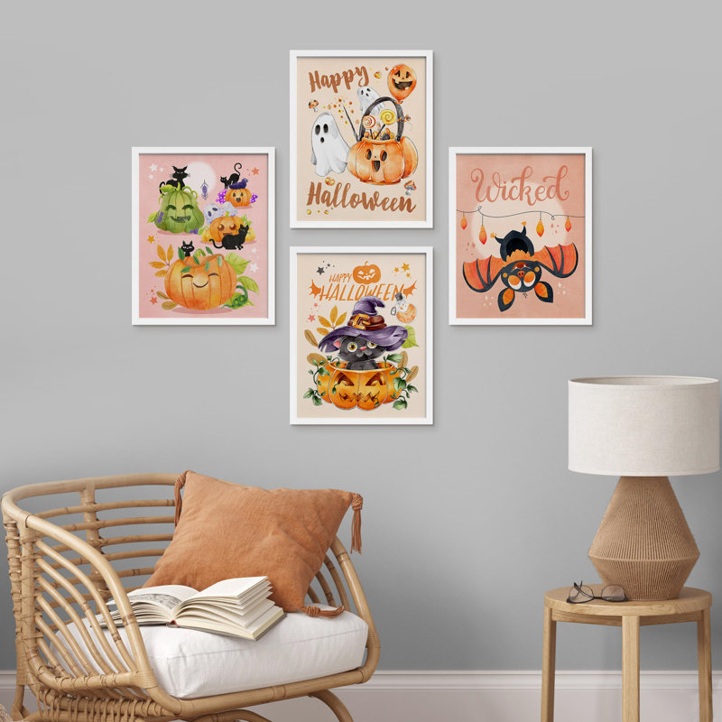 Adorable chauve-souris citrouille d'Halloween, Blanc, H 16 po x l 12 po