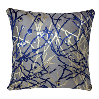Samaniego Winter In Bloom Design Floral Square Euro Pillow Cover