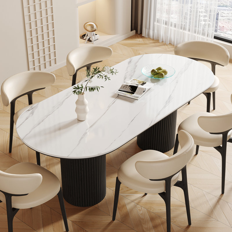 Ensemble de table de salle à manger 71 "ovale moderne avec 6 chaises, Noir