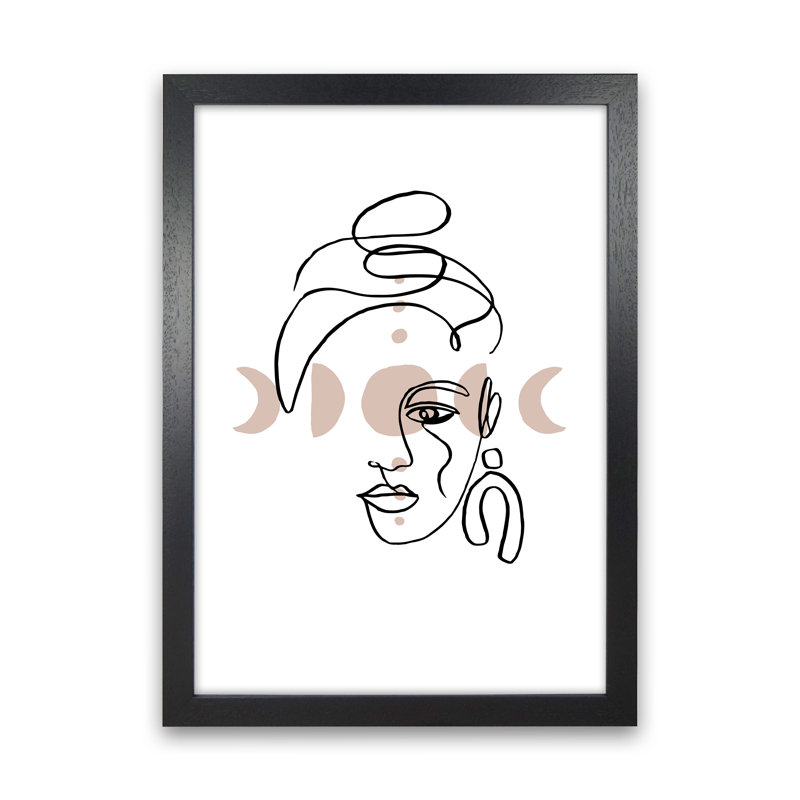 Face With Earrings Moonphases by Planeta444 - No Frame Print, 88cm H x 64cm W x 3cm D, Black Framed