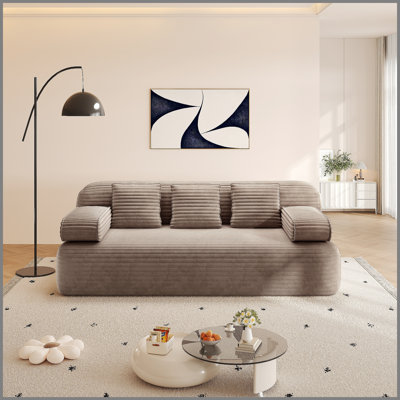 78.7" Frameless Sofa,2-in-1 Convertible Sofa Bed with 3 Pillows – Plush Corduroy Fabric, Multi-Functional 3-Seater Couch for Small Spaces, Apartments, and Bedrooms,Camel