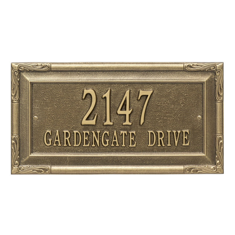 Plaque d'adresse murale sur 2 lignes Gardengate, Laiton antique, Oui