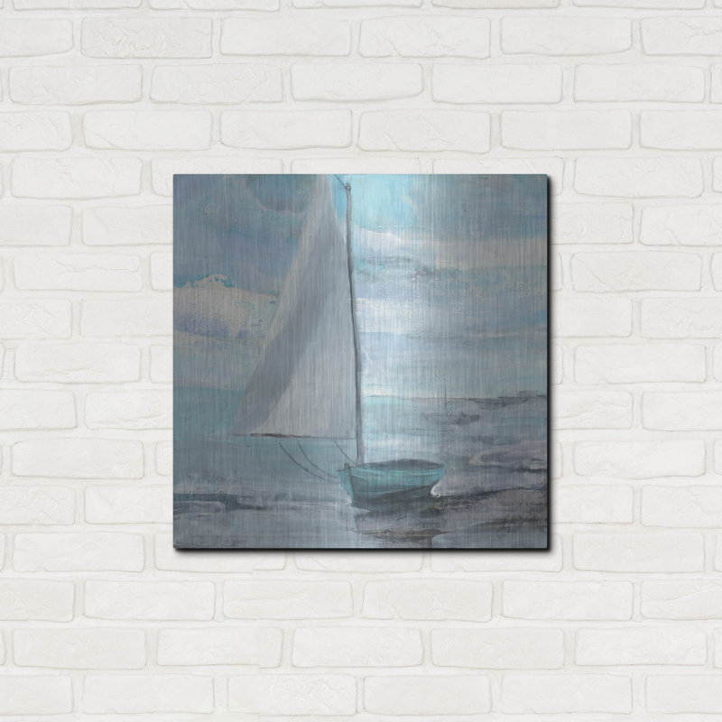 «Silver Sail» par Albena Hristova, art mural en métal, H 24 po x l 24 po