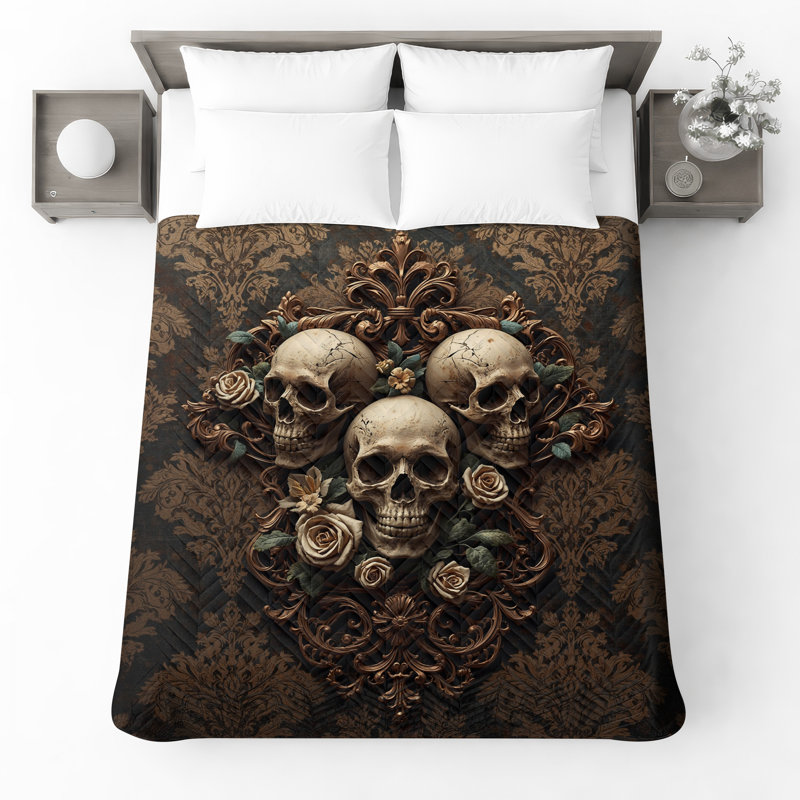 Couvre-lit matelassé Skulls, Lit simple