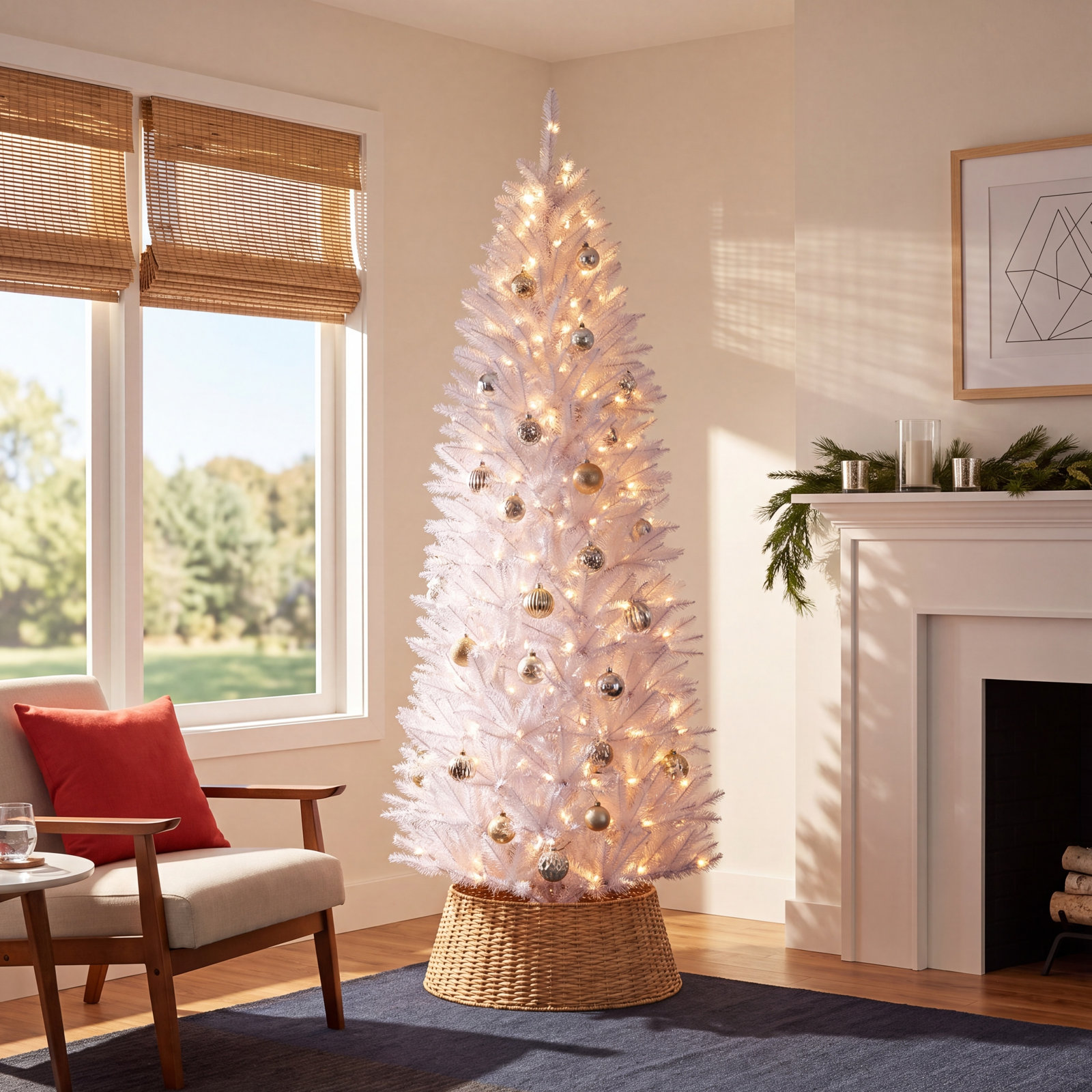 Hattaway Lighted Artificial Christmas Tree, 7.5' H