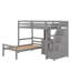Lit mezzanine simple avec lit autonome, escalier de rangement, bureau, tablettes et tiroirs-1232146331