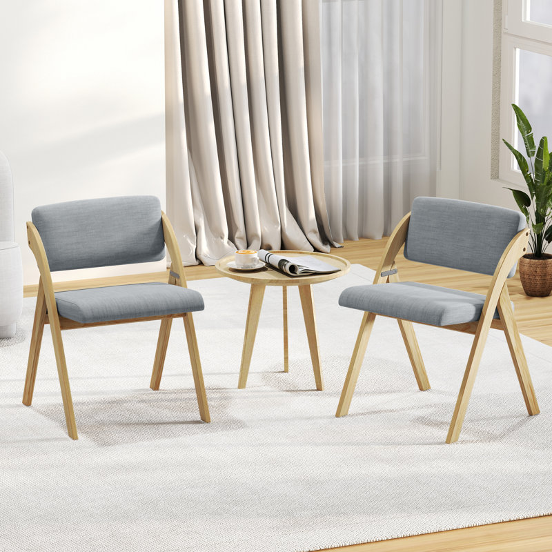 48cm H Solid Wood Folding Side Chair in Grey