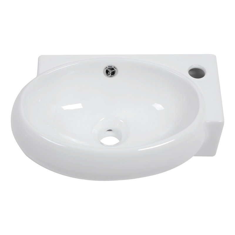 Wall Mount Ceramic Single, Rectangle Bathroom Sink With Single Faucet Hole