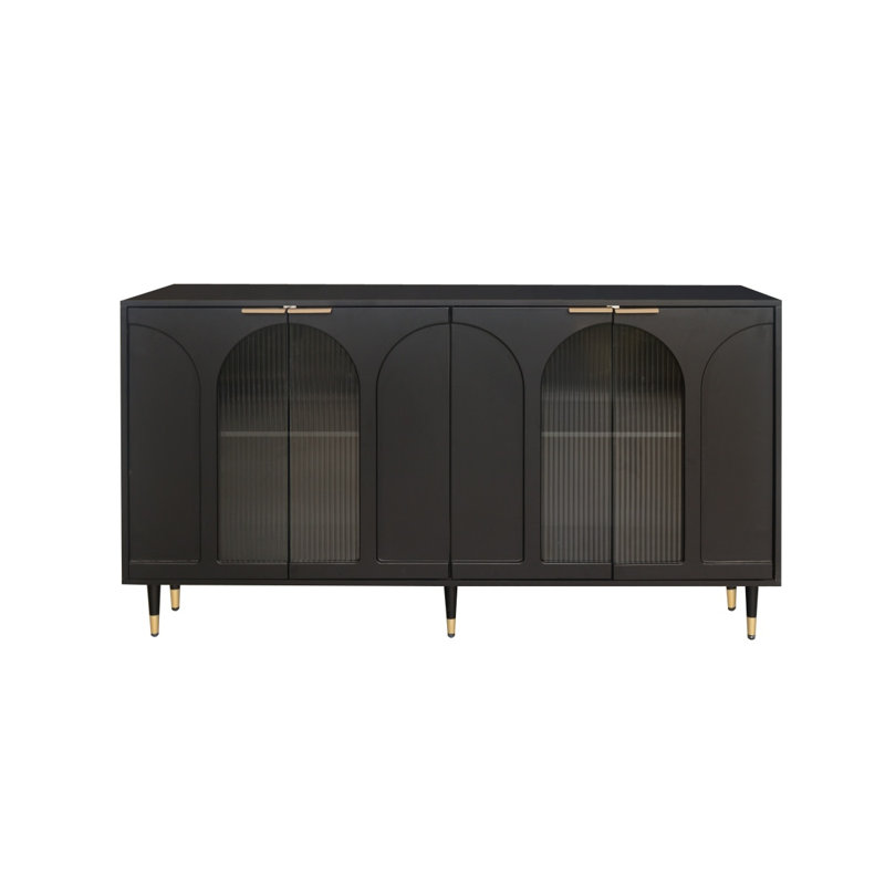 4-Door Glass Cabinet With Lacquered Finish For Office Storage