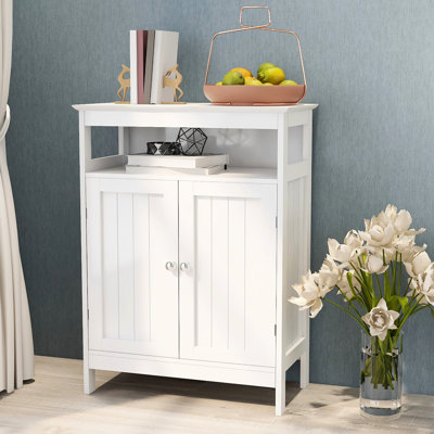Bathroom Storage Cabinet In White, Double Shutter Door Model, Painted , Abundant Space, Effortless Assembly Instructions