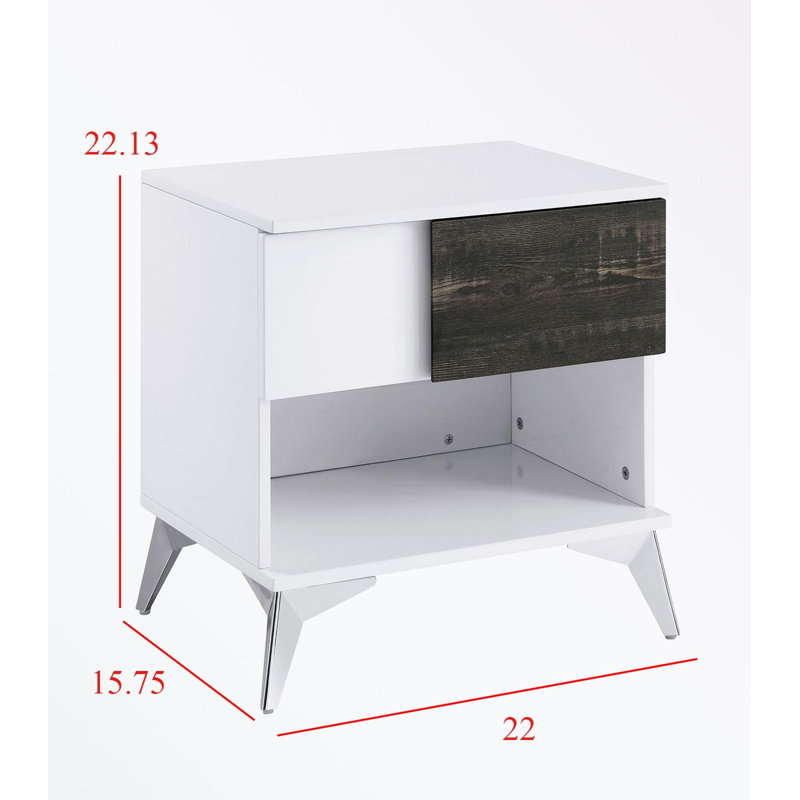 Table de bout avec pieds en métal et rangement dissimulé