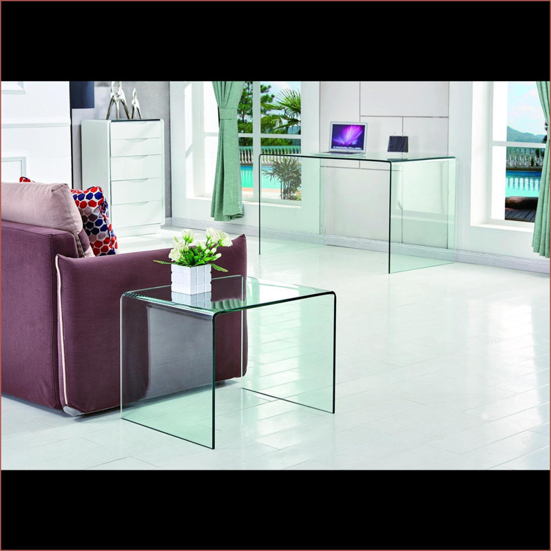 Table basse transparente en verre trempé - facile à nettoyer, sans assemblage pour le salon extérieur