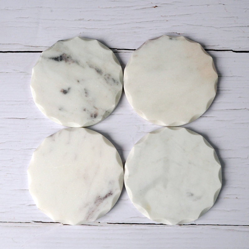 Round White Marble Coasters