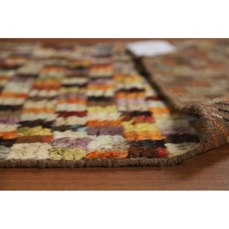 Checkered Wool Moroccan Oriental Runner Rug 3x10