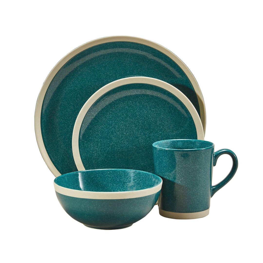 16 Piece Dinnerware Set, Service for 4 green