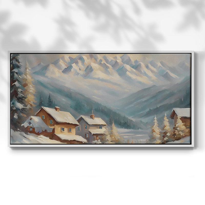 Série paysage - CCCCXIV - Toile tendue avec châssis encadré - Prêt à être accroché, H 21 po x l 41 po, Blanc