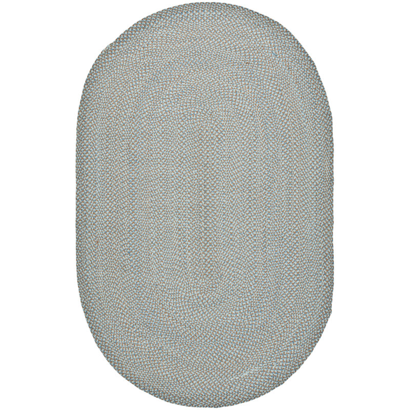 Tapis de couleur unie en coton tissé à la main Garbrand, Ovale 5 pi x 8 pi